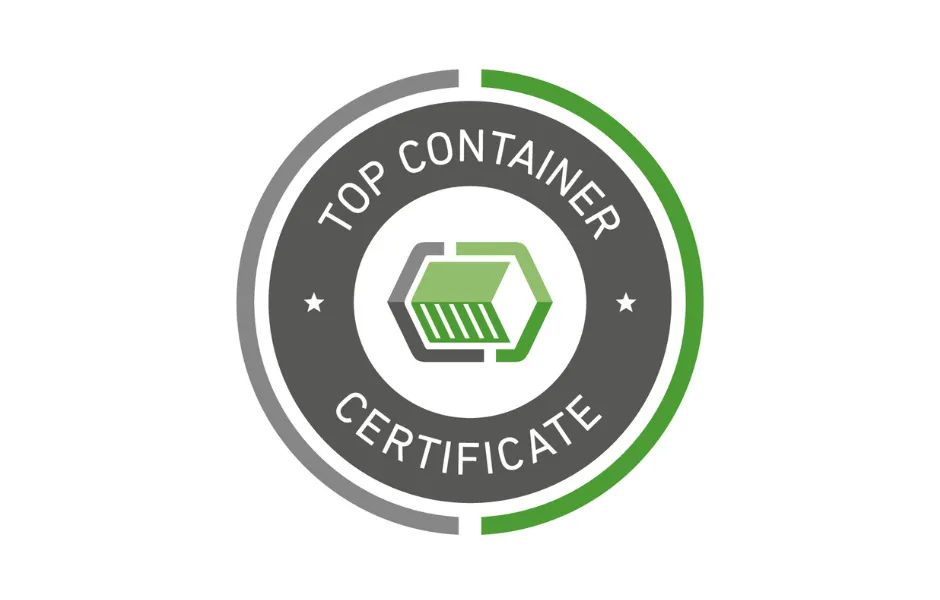 Top Container Certificate - wyróżnienie dla firm świadczących usługi na najwyższym poziomie.